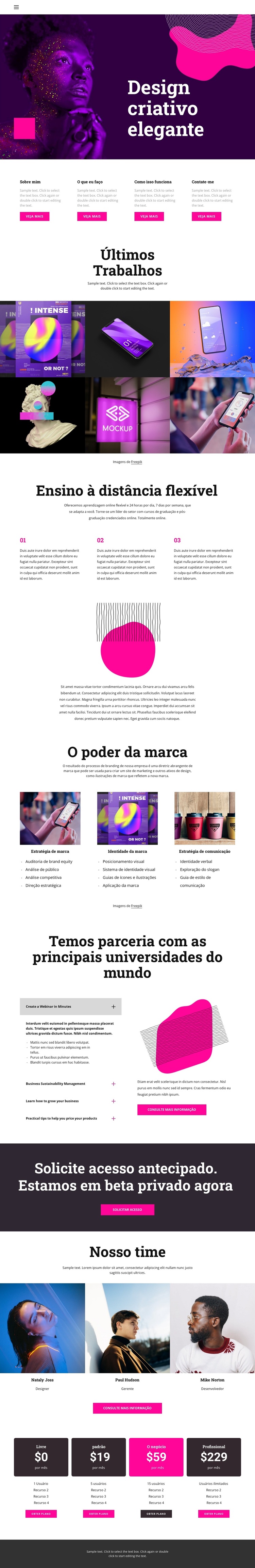 Criativos de última geração Tema WordPress