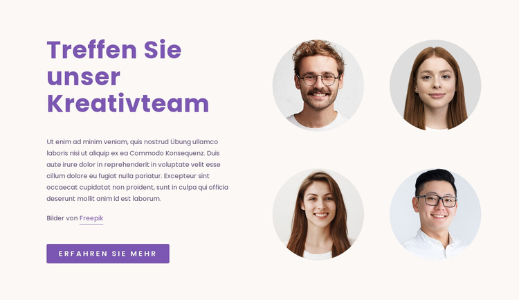 Unser Kreativteam Website-Vorlage