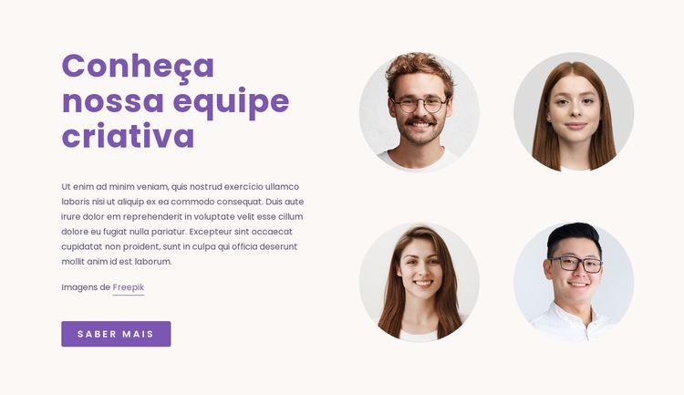 Nossa Equipe Criativa Construtor de sites HTML