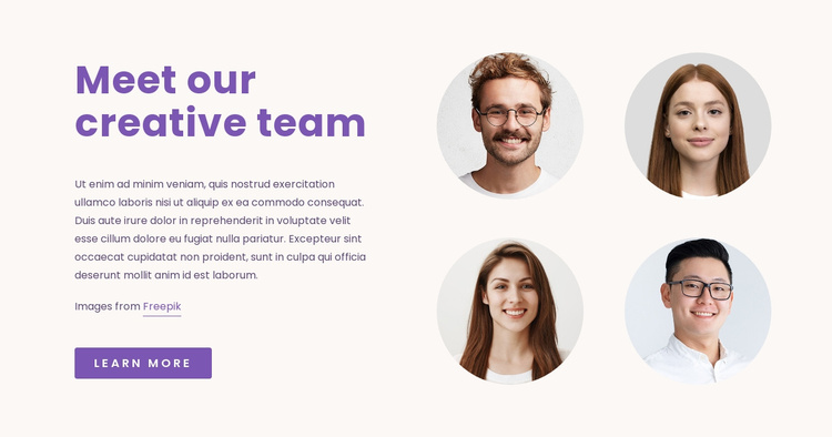 Our Creative Team Landing Page