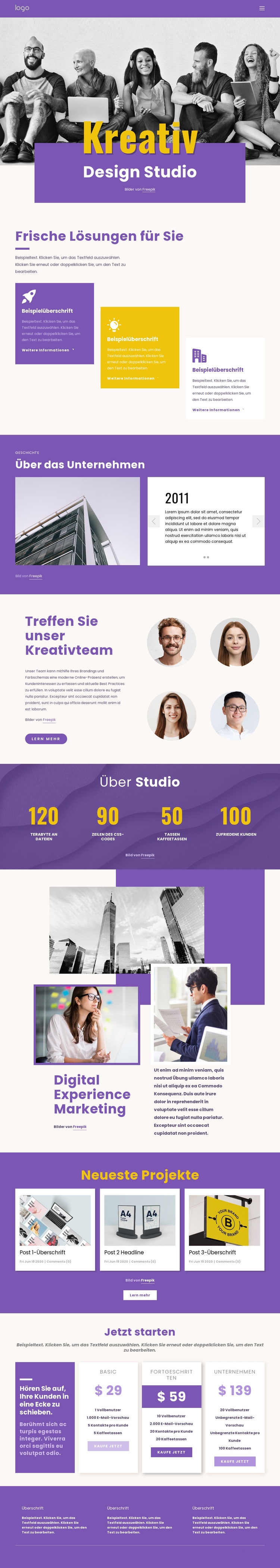 Wir sind kreative Branding-Profis HTML Website Builder