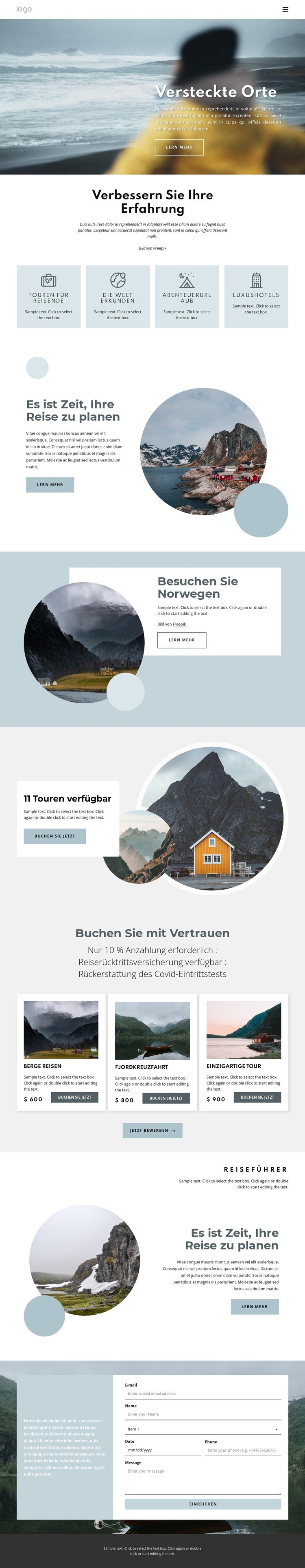 Wir finden die versteckten Orte Landing Page