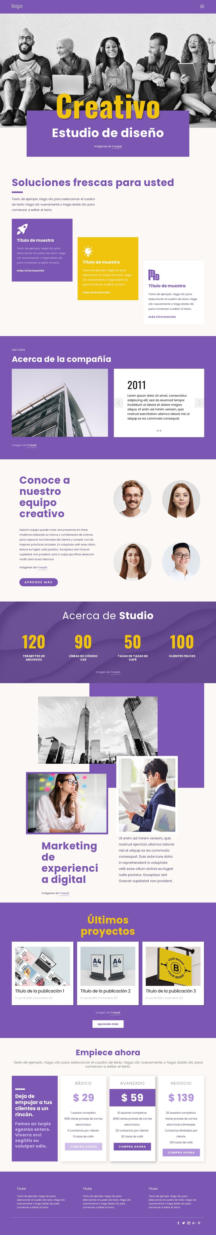 Somos profesionales del branding creativo Maqueta de sitio web