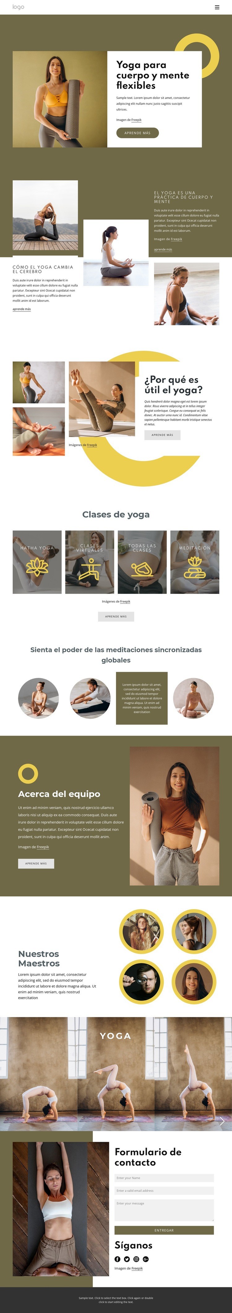 Yoga de estilo tradicional Maqueta de sitio web