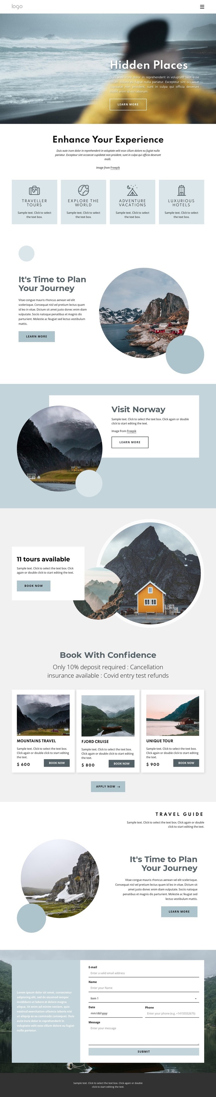 We find the hidden places Homepage Design