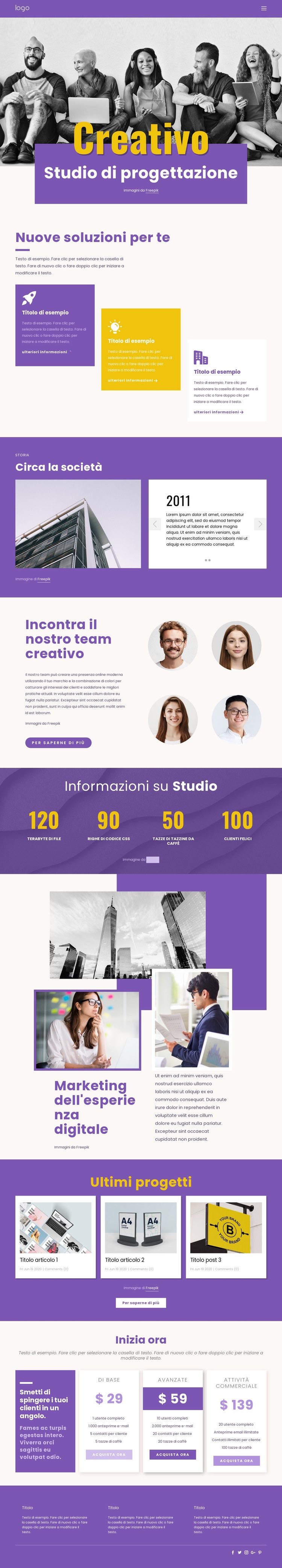 Siamo professionisti del branding creativo Costruttore di siti web HTML