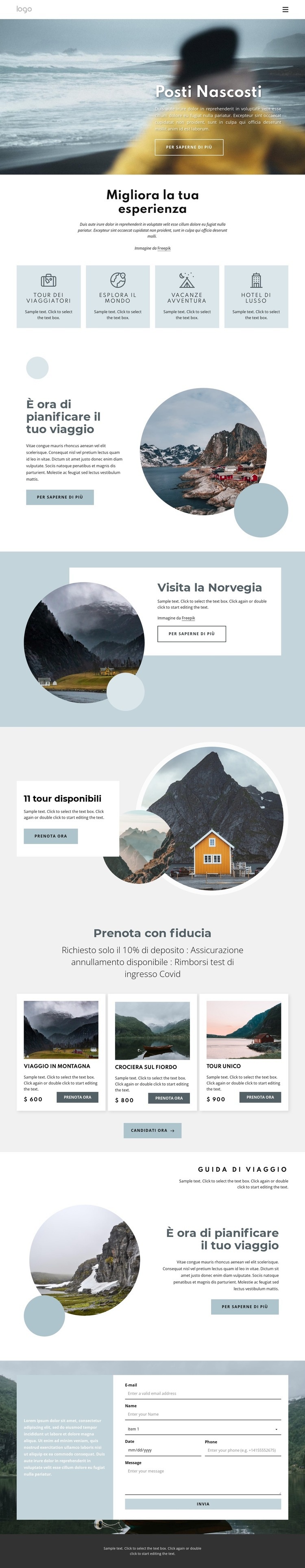 Troviamo i posti nascosti Mockup del sito web