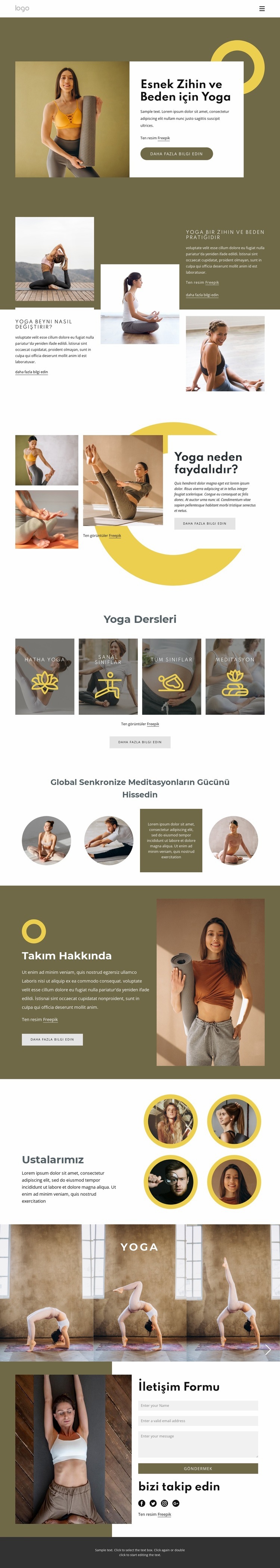 Geleneksel tarz yoga Bir Sayfa Şablonu