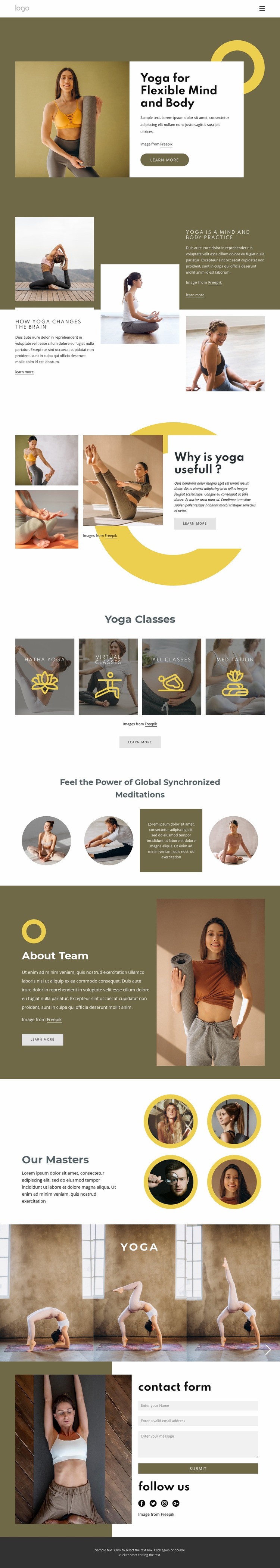 Traditional style yoga Website Mockup