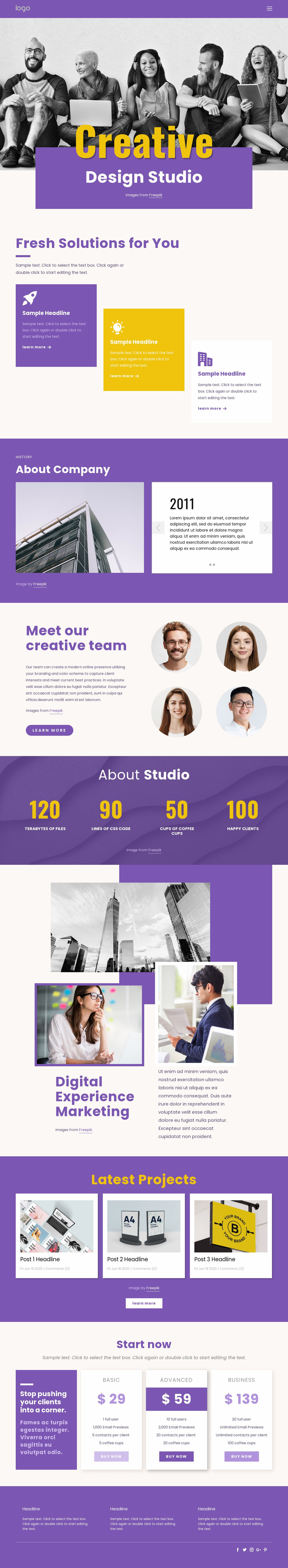 We are creative branding professionals Landing Page