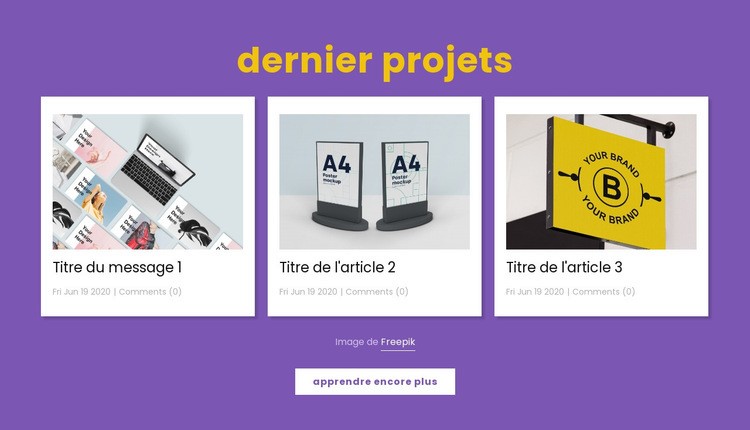 Derniers projets de conception Créateur de site Web HTML