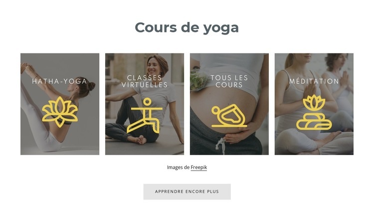 Nos cours de yoga Maquette de site Web