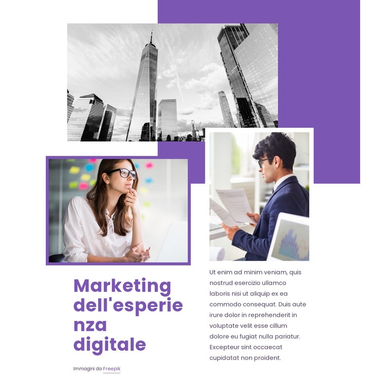 Marketing dell'esperienza digitale Un modello di pagina