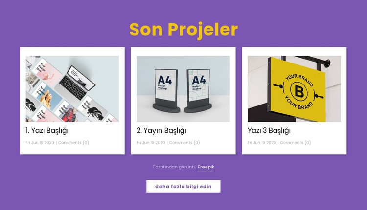 Son tasarım projeleri HTML5 Şablonu