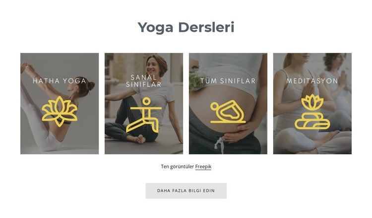 Yoga derslerimiz Web Sitesi Mockup'ı
