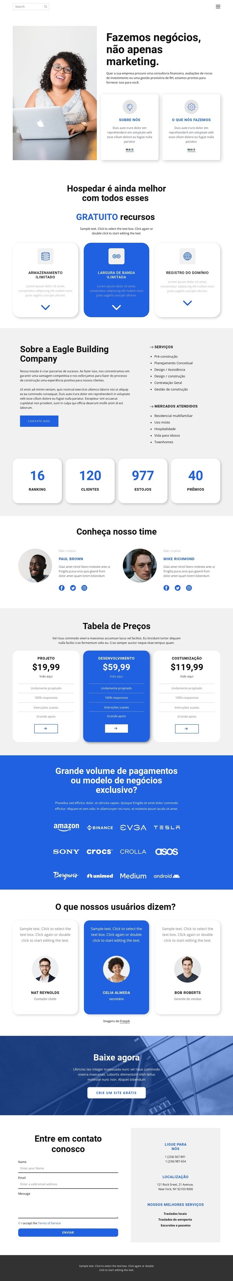 Não apenas marketing Modelo de uma página