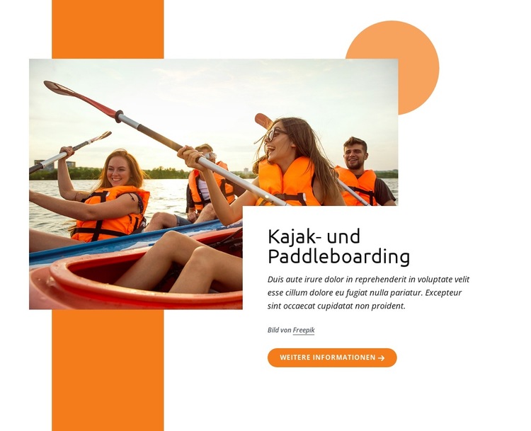 Kajak und Paddleboarding Website-Vorlage