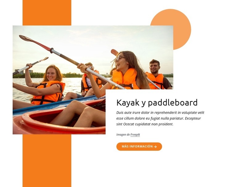 Kayak y paddleboard Página de destino