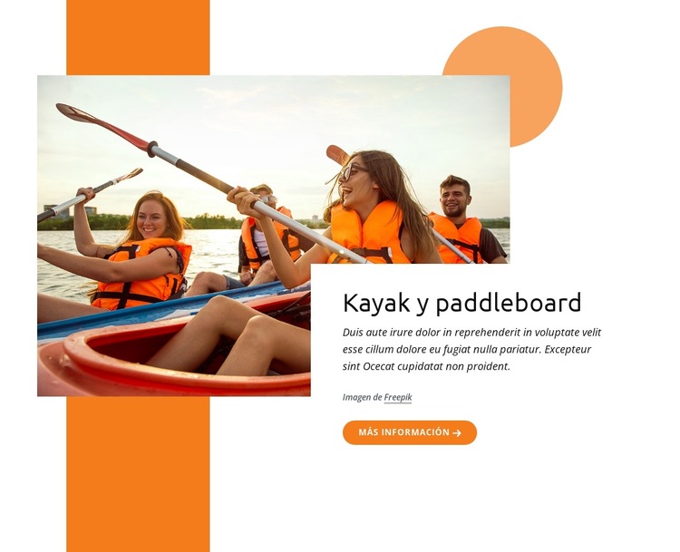 Kayak y paddleboard Plantilla de sitio web