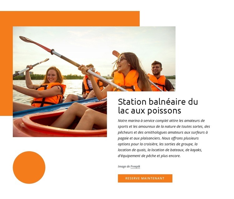 Station balnéaire du lac aux poissons Maquette de site Web