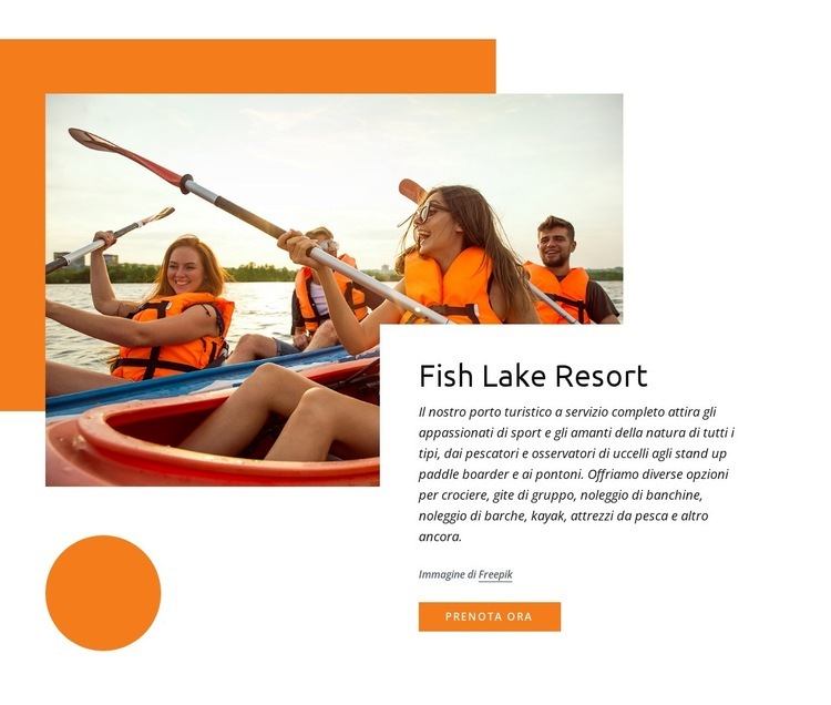 Resort sul lago di pesce Mockup del sito web