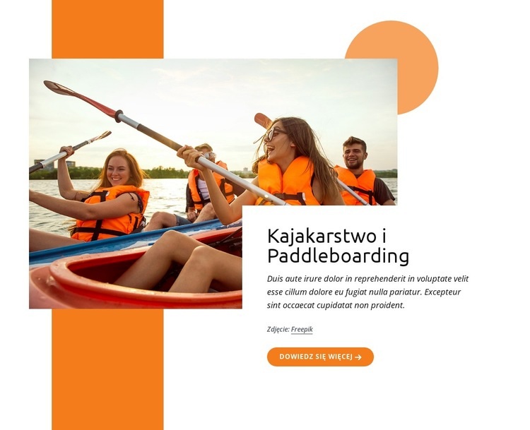 Kajakarstwo i paddleboarding Projekt strony internetowej