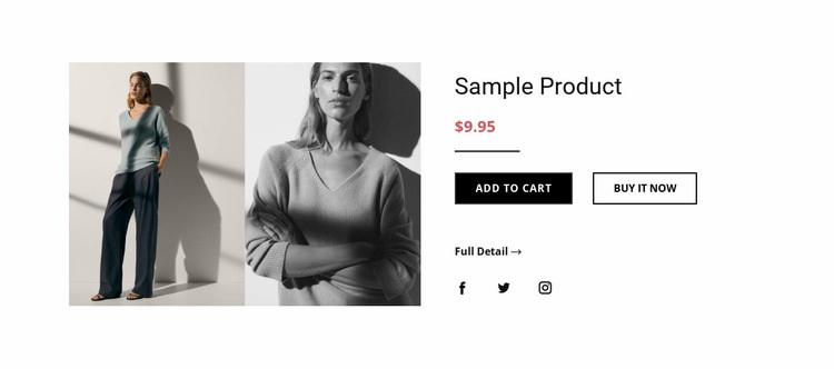 Modeproduktdetaljer Html webbplatsbyggare