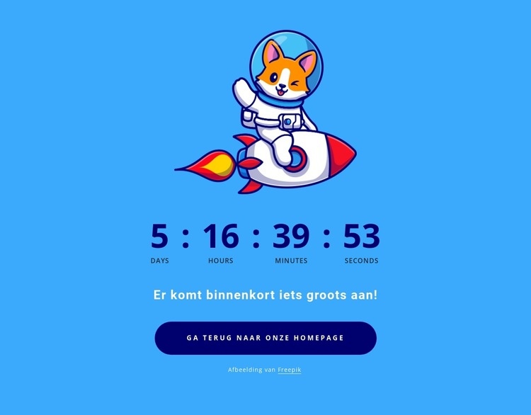 Countdown timer met coole hond Website mockup