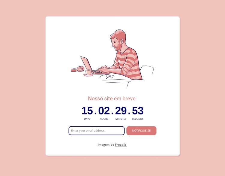 Contagem regressiva com ilustração Modelo de site