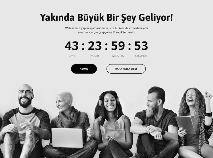 Geri sayımla çok yakında Html Web Sitesi Oluşturucu