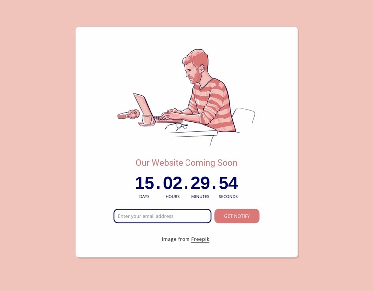 Countdown with illustration Website Mockup