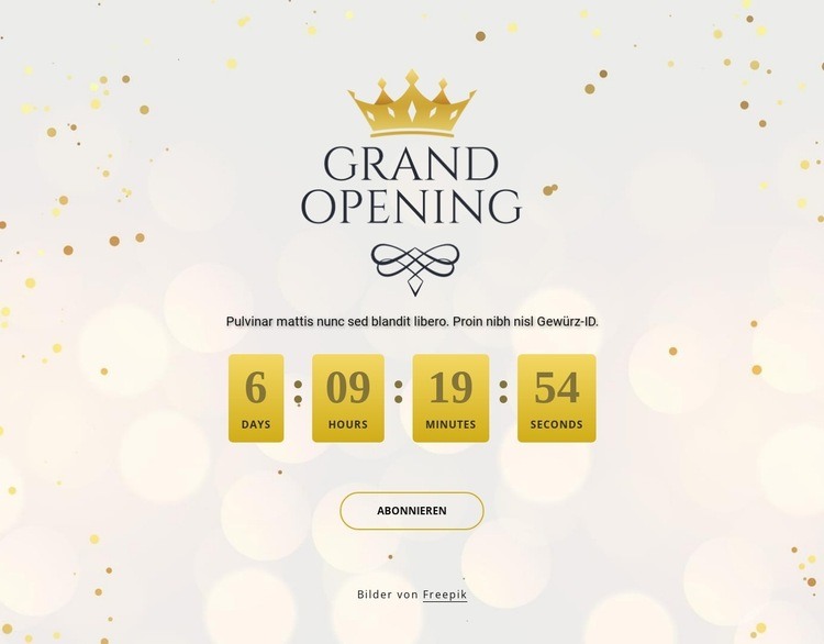 Countdown-Timer für die große Eröffnung HTML Website Builder