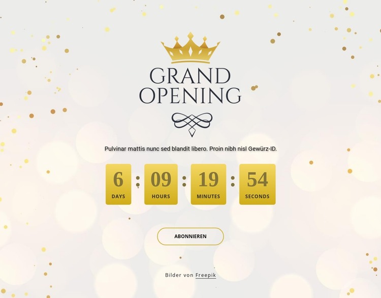 Countdown-Timer für die große Eröffnung Joomla Vorlage