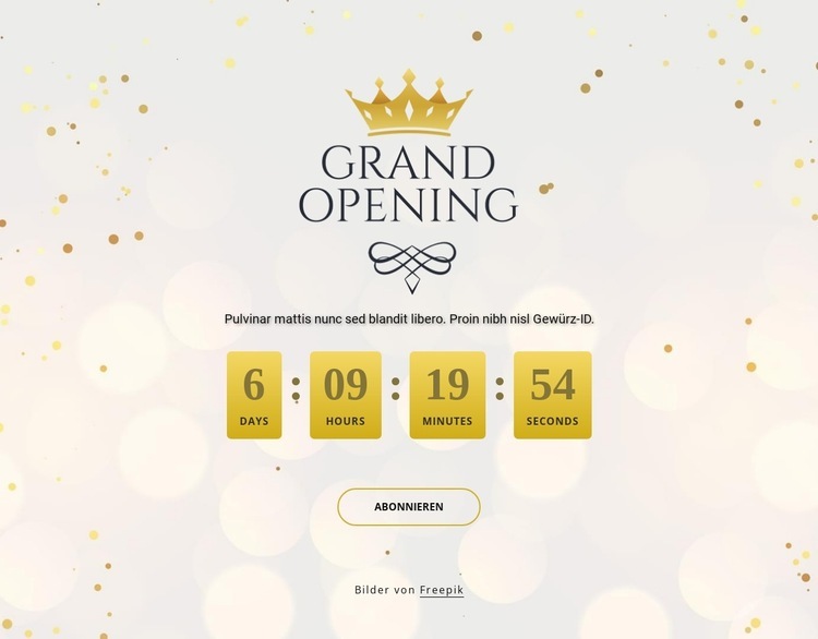 Countdown-Timer für die große Eröffnung Website design