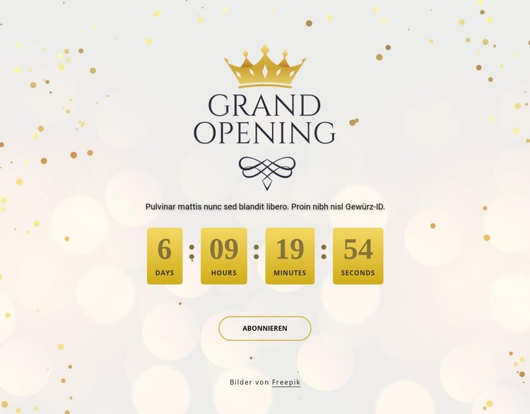 Countdown-Timer für die große Eröffnung Website-Vorlage