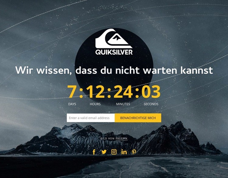 Countdown-Timer im Hintergrund Landing Page
