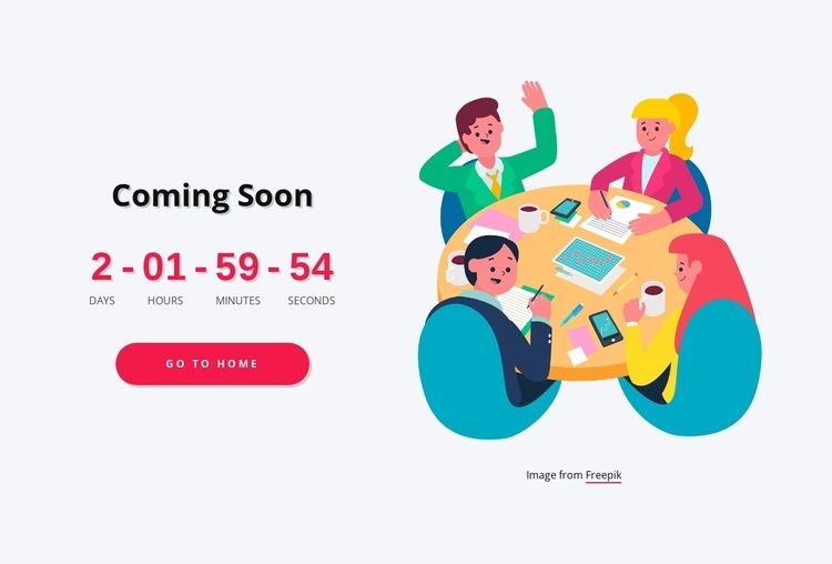 Coming soon block with timer Homepage Design