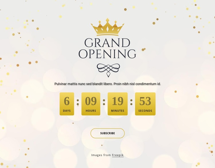 Grand opening сountdown timer HTML Template