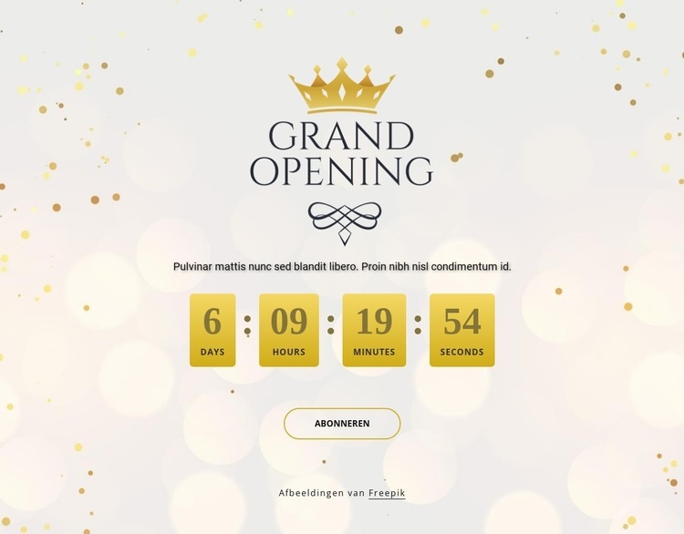 Grote opening сafteltimer Sjabloon