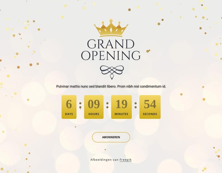 Grote opening сafteltimer Website sjabloon