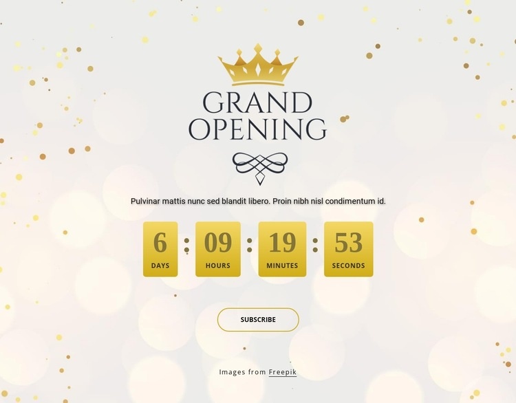 Grand opening сountdown timer Squarespace Template Alternative