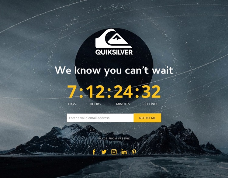 Countdown timer on background WordPress Website Builder