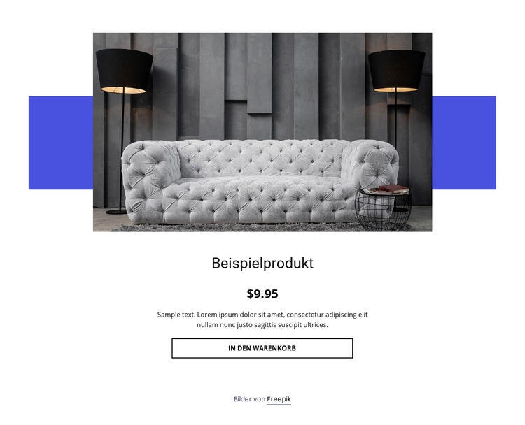 Gemütliche Sofa Produktdetails Eine Seitenvorlage