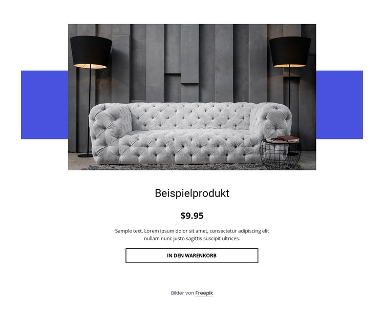 Gemütliche Sofa Produktdetails Website Builder-Vorlagen