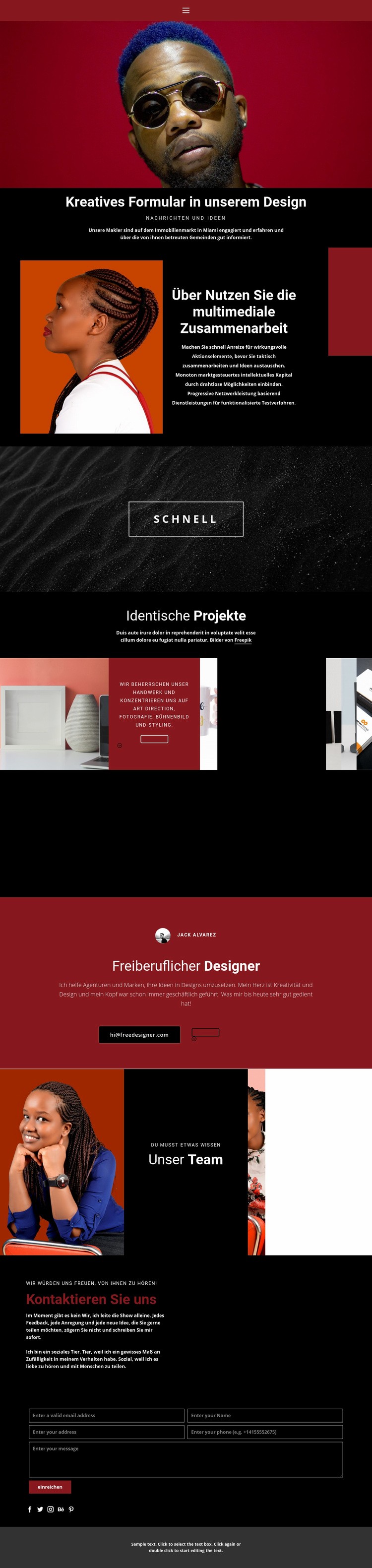 Kreative Form im Design Website design