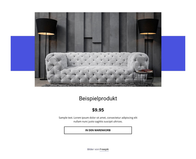 Gemütliche Sofa Produktdetails Website-Vorlage