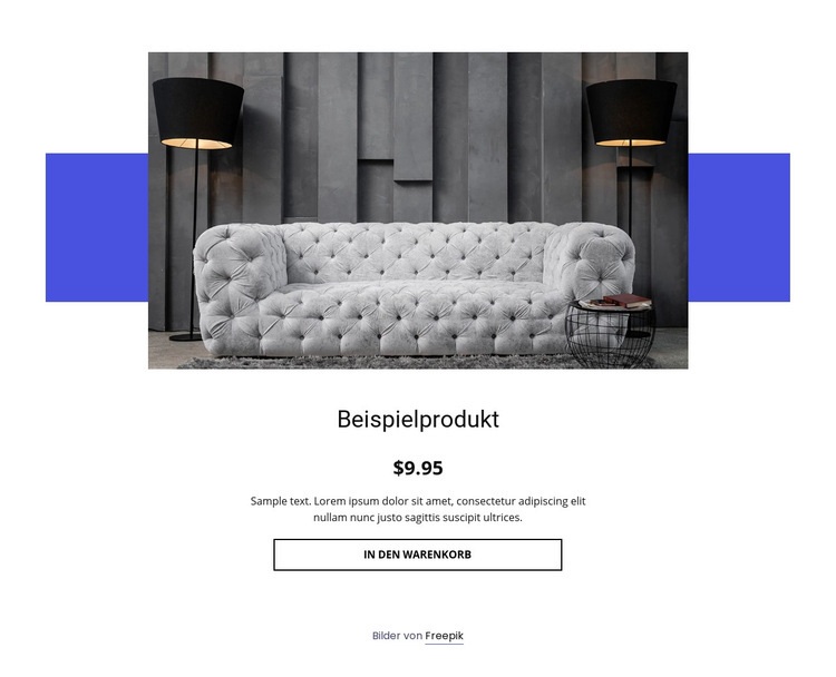 Gemütliche Sofa Produktdetails Landing Page