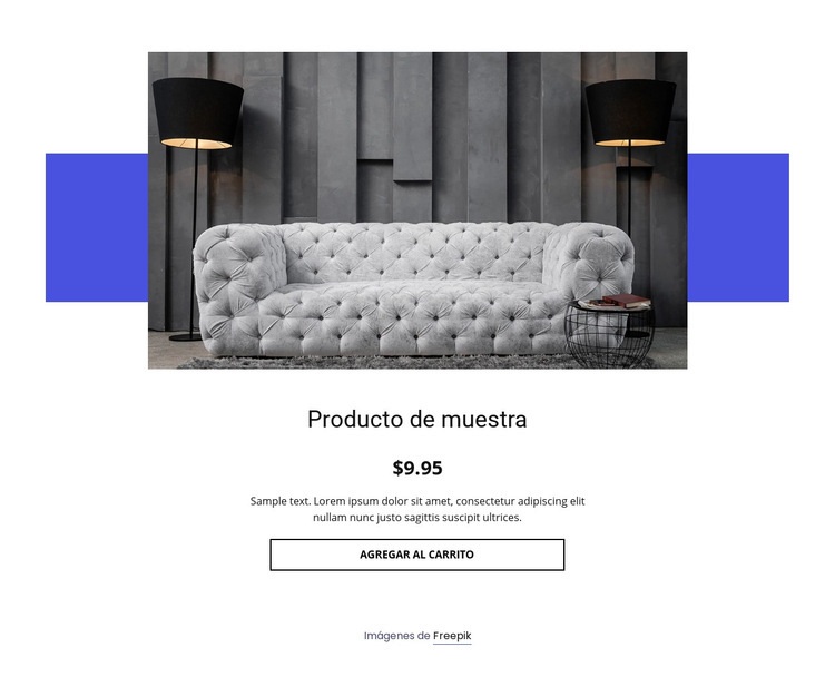 Detalles del producto acogedor sofá Diseño de páginas web