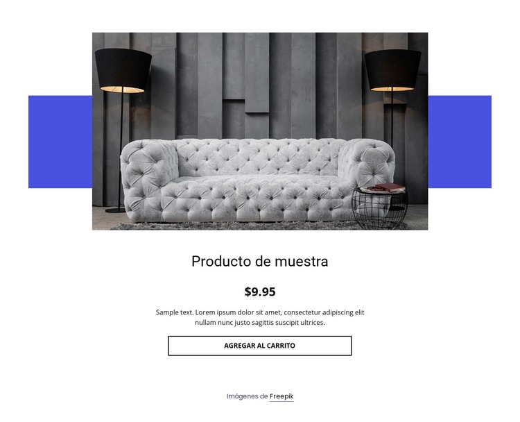 Detalles del producto acogedor sofá Maqueta de sitio web