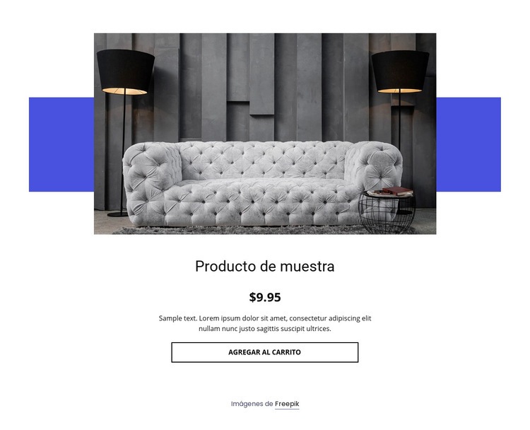 Detalles del producto acogedor sofá Plantilla de una página